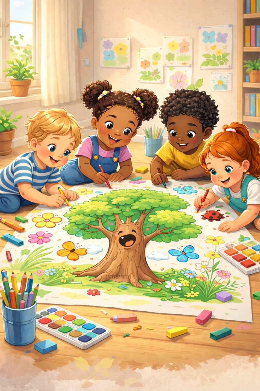 Enfant jouant avec des cubes colorés dans une salle lumineuse